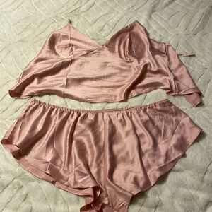 Victoria's Secret Blush Pink Satin Pajama Set
